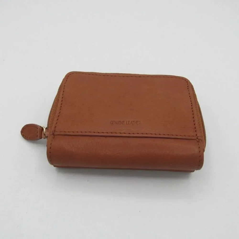 ROLFS Brown Genuine Leather Fan Card Wallet NWT change purse Zipper
